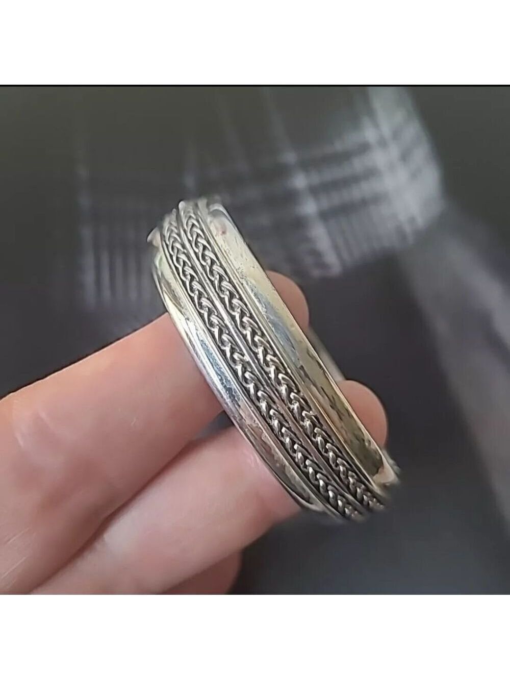 Vintage Monet Silver Plated Hinged Bracelet 7.5" Wrist